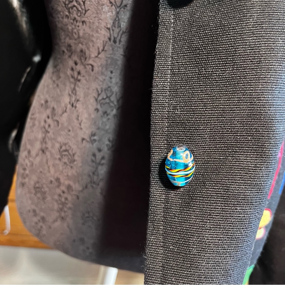Vintage Puffin Island Sportswear Embroidered Floral Jacket Art Glass Buttons L - Picture 3 of 9